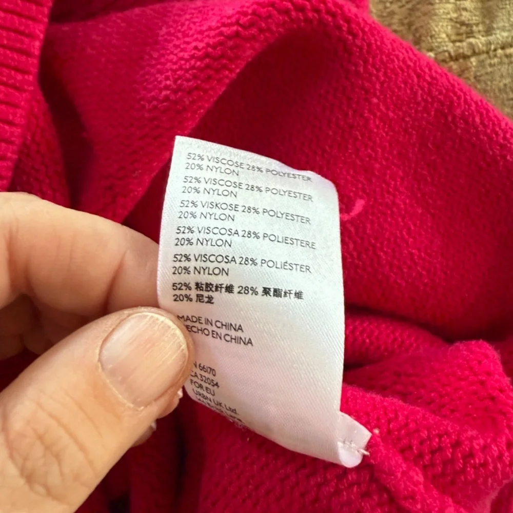 Anthropologie Maeve Crystal Tunic Sweater Barbie Hot Pink Size S